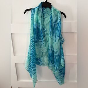 Accents by Lavelle Blue and Green Zebra Print Scarf size medium